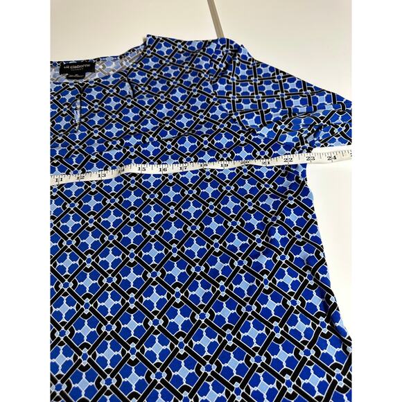 Women Ladies XL blue abstract floral blouse Liz Claiborne top shirt work office - Picture 10 of 12